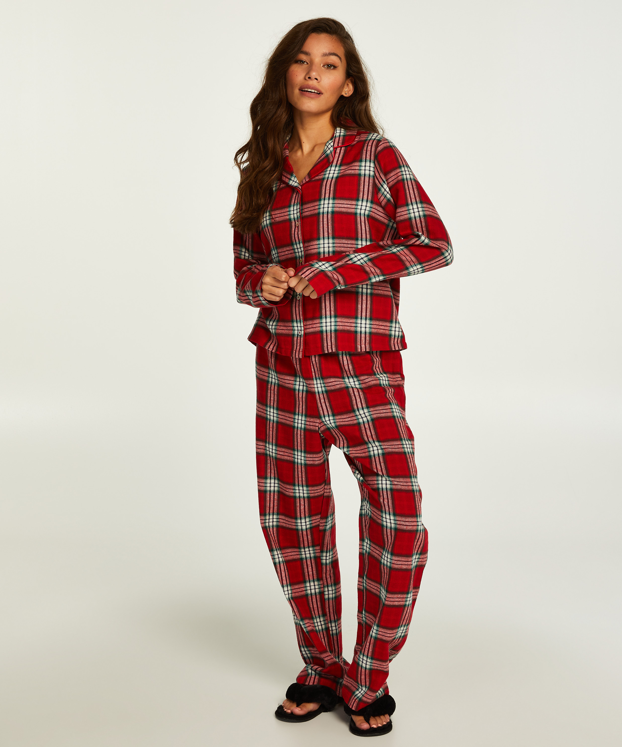 Conjunto de pijama Check Twill, Rojo, main