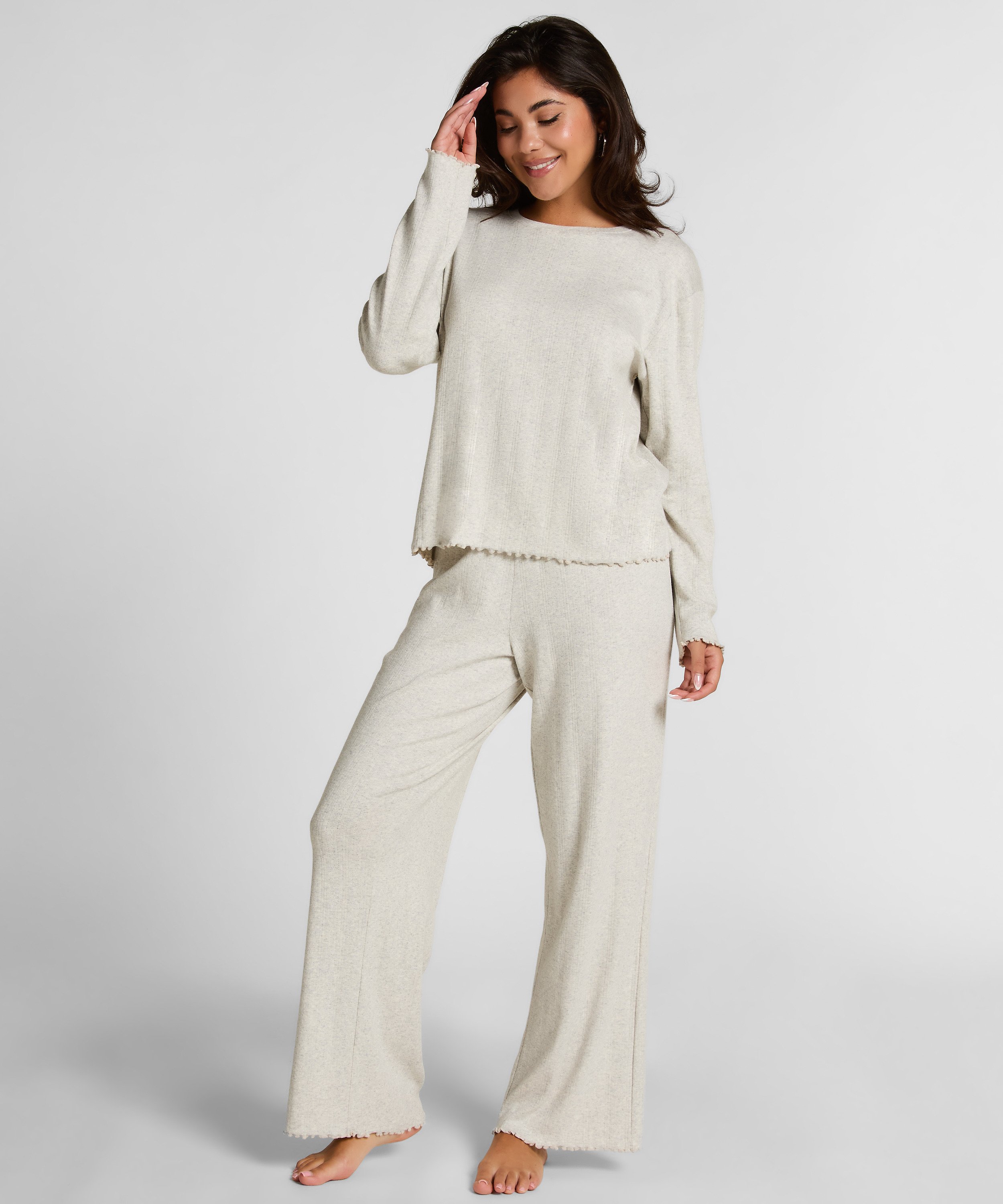Pyjama Pant Loose Pointelle, Gris, main