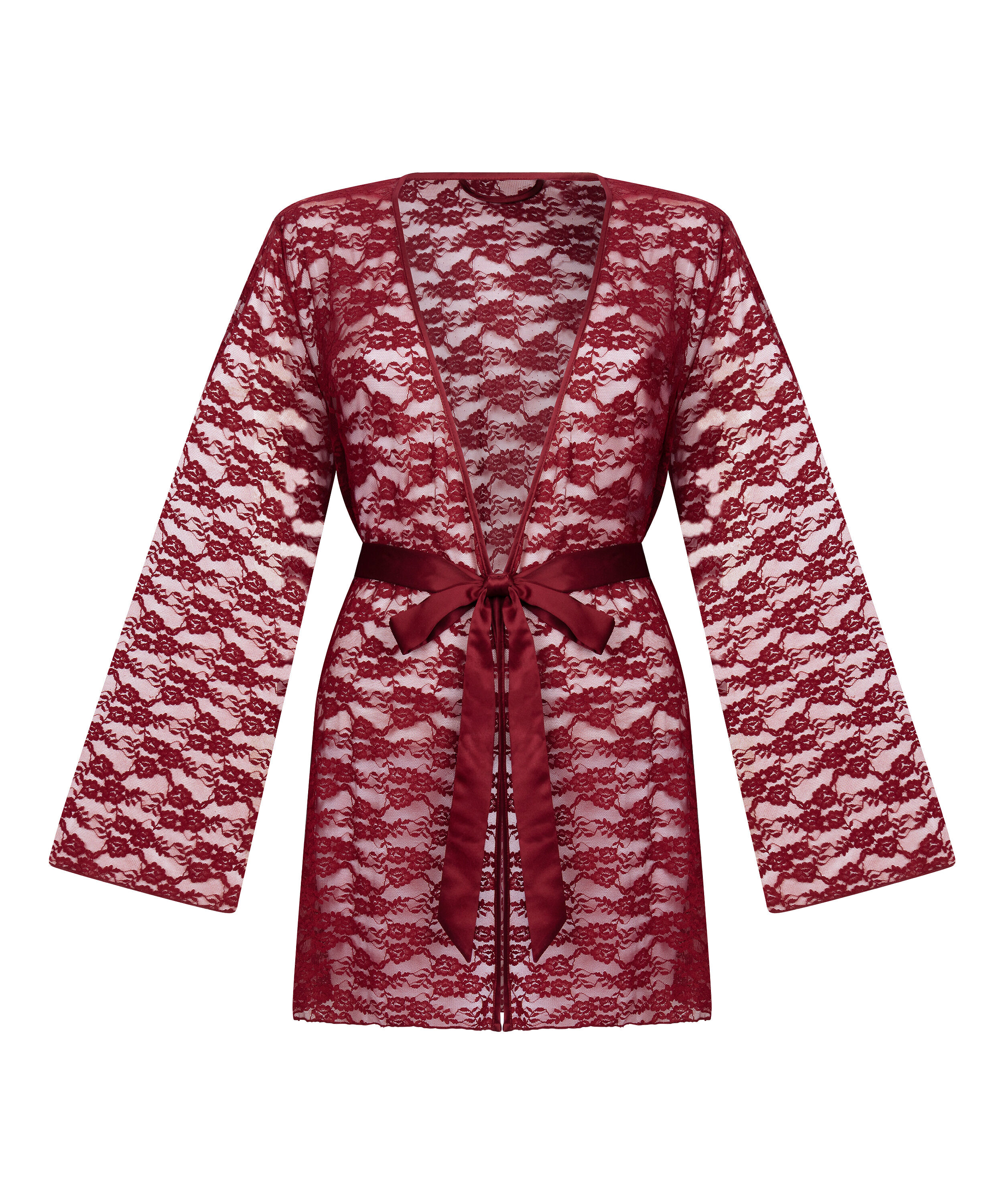 Kimono de encaje integral, Rojo