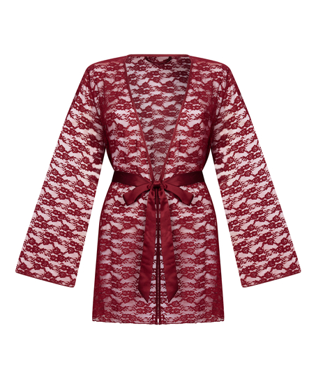 Kimono de encaje integral, Rojo