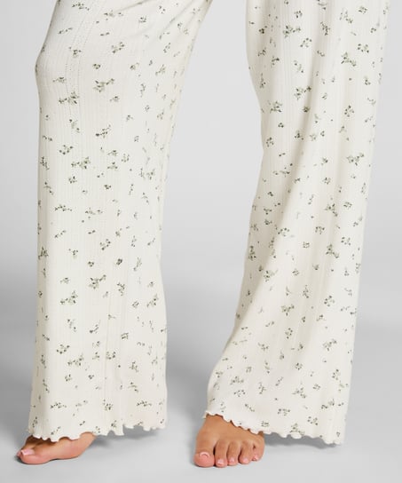 Pyjama Pant Loose Pointelle, Blanco