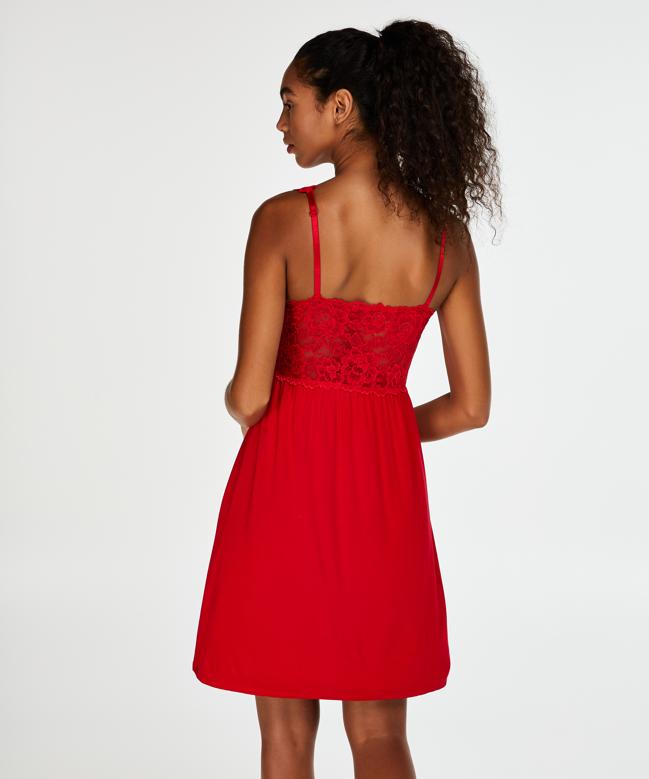 Vestido combinación Modal Lace, Rojo, main