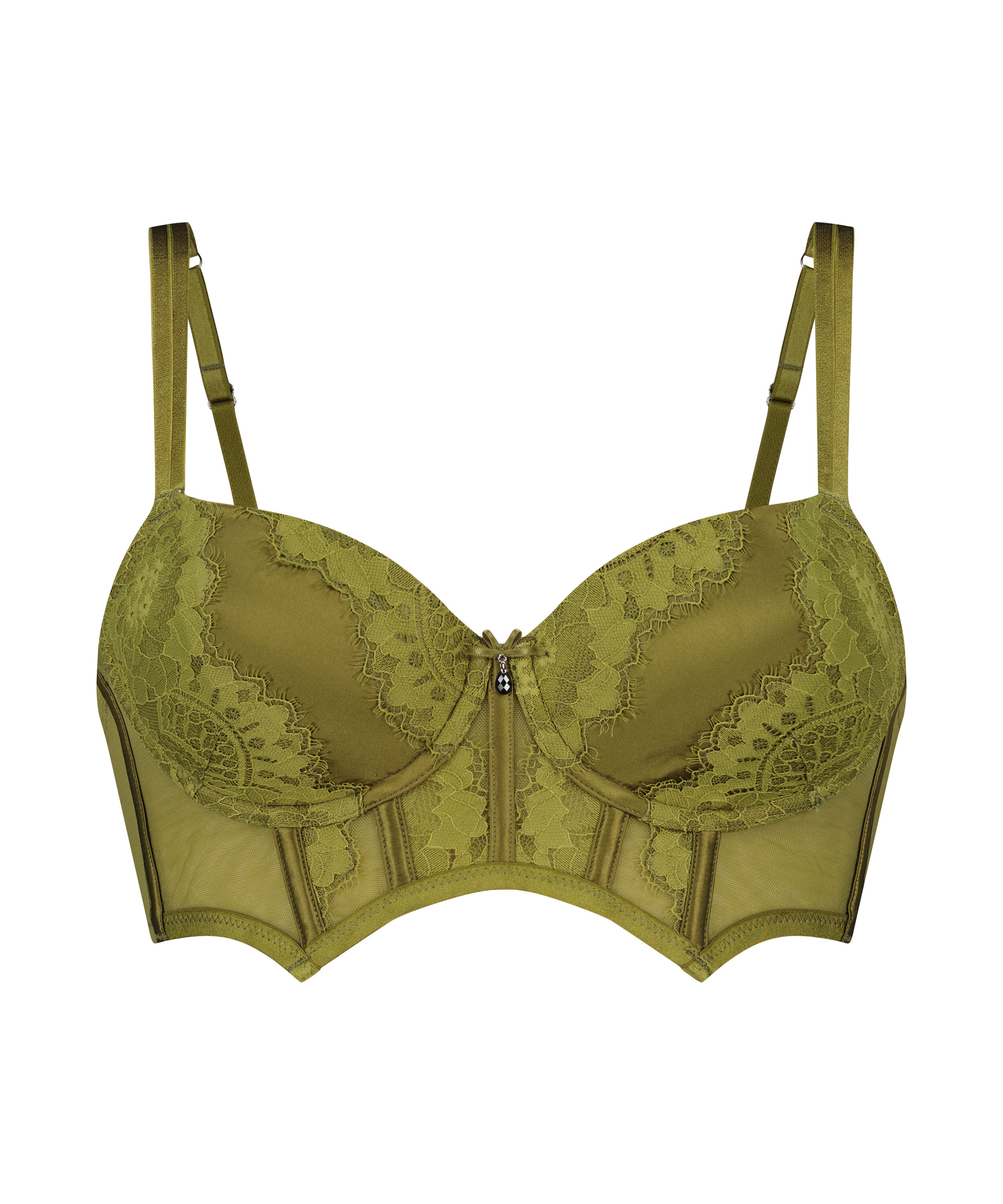 Sujetador longline con aros y relleno Amelie, Verde