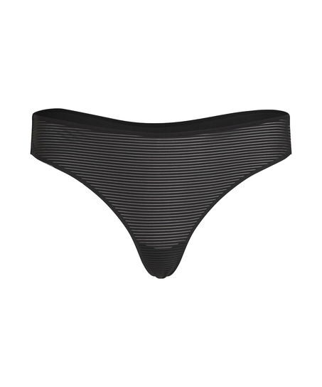 Tanga invisible Stripe mesh, Negro