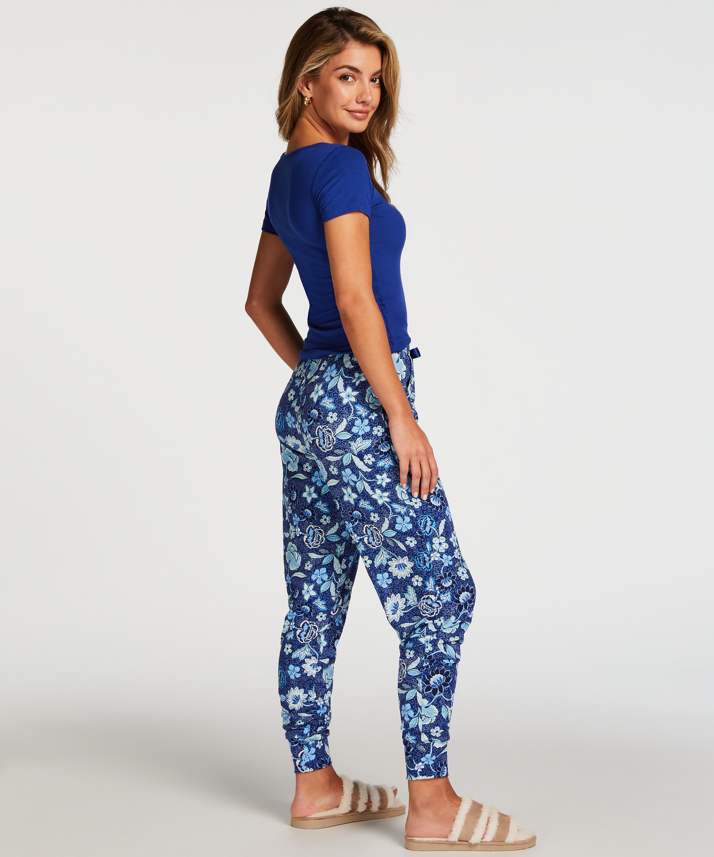 Petite Pantalón de pijama de tejido de punto, Azul, main