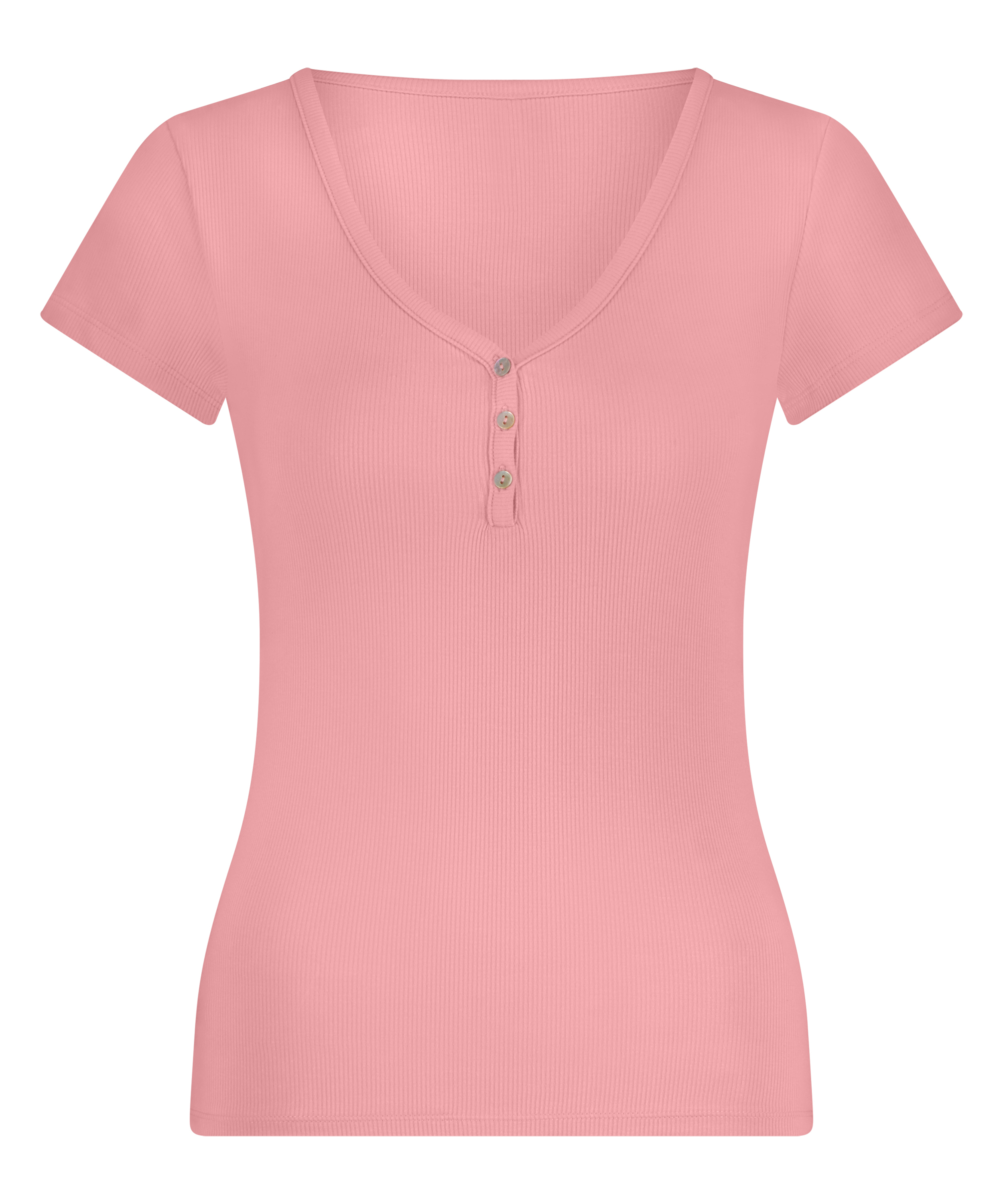 Top de pijama de manga corta Henley, Rosa, main
