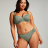 Top de bikini con aros, sin tiras y acolchado Scallop Copa E +, Verde