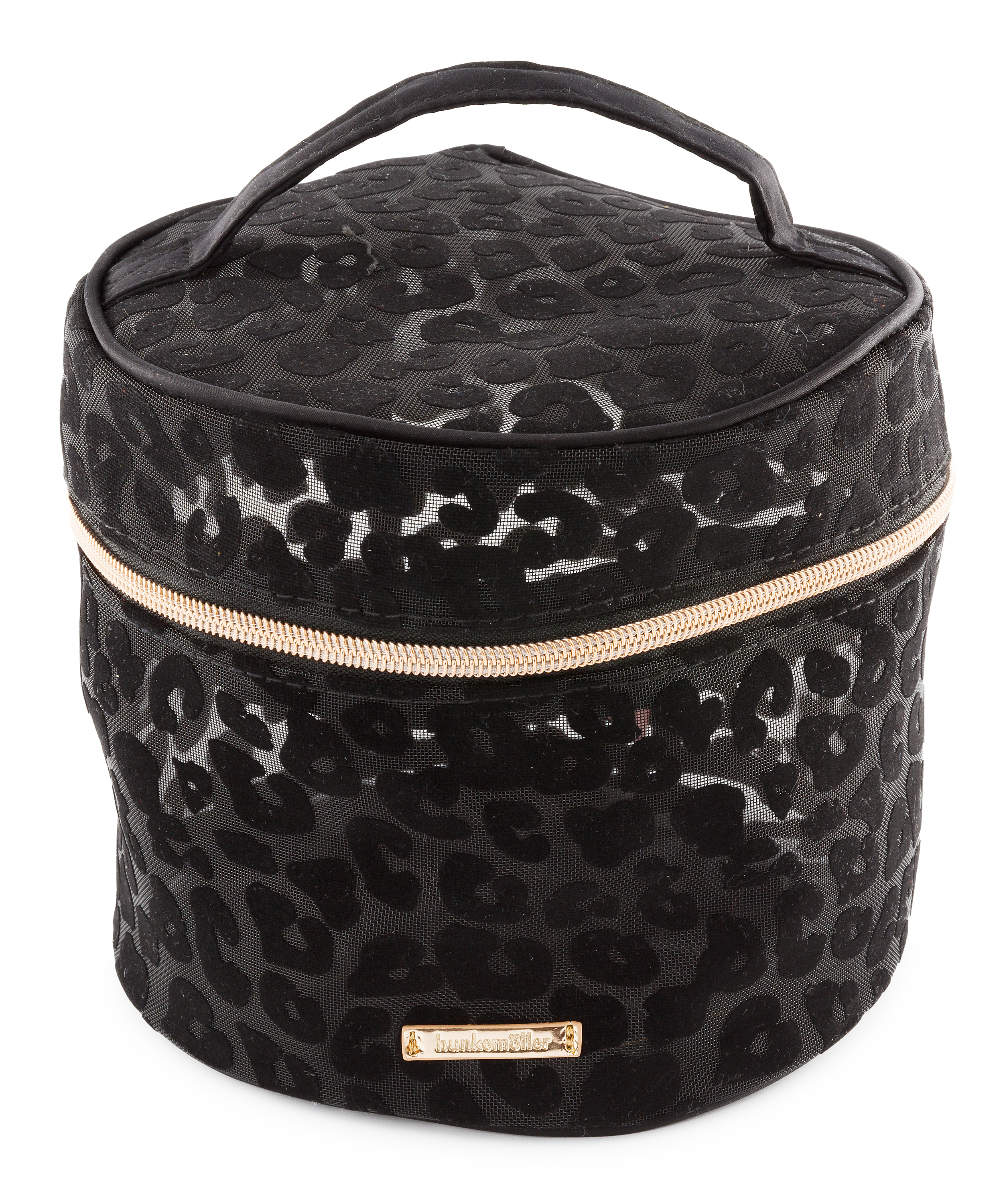 Neceser de maquillaje rejilla Leopard grande, Negro, main