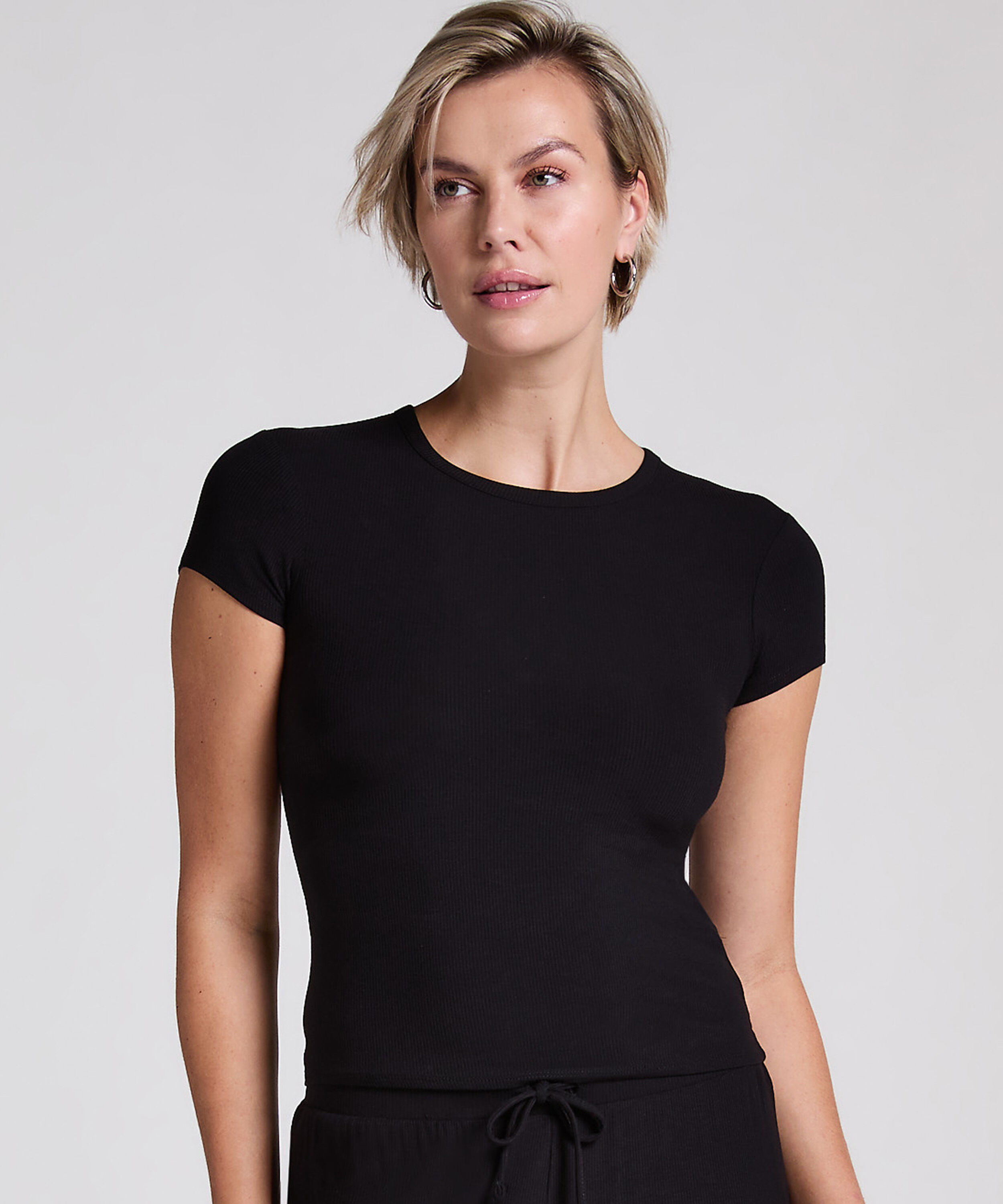Top de pijama Rib Essential, Negro