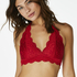 Sujetador bralette Halter Lace, Rojo