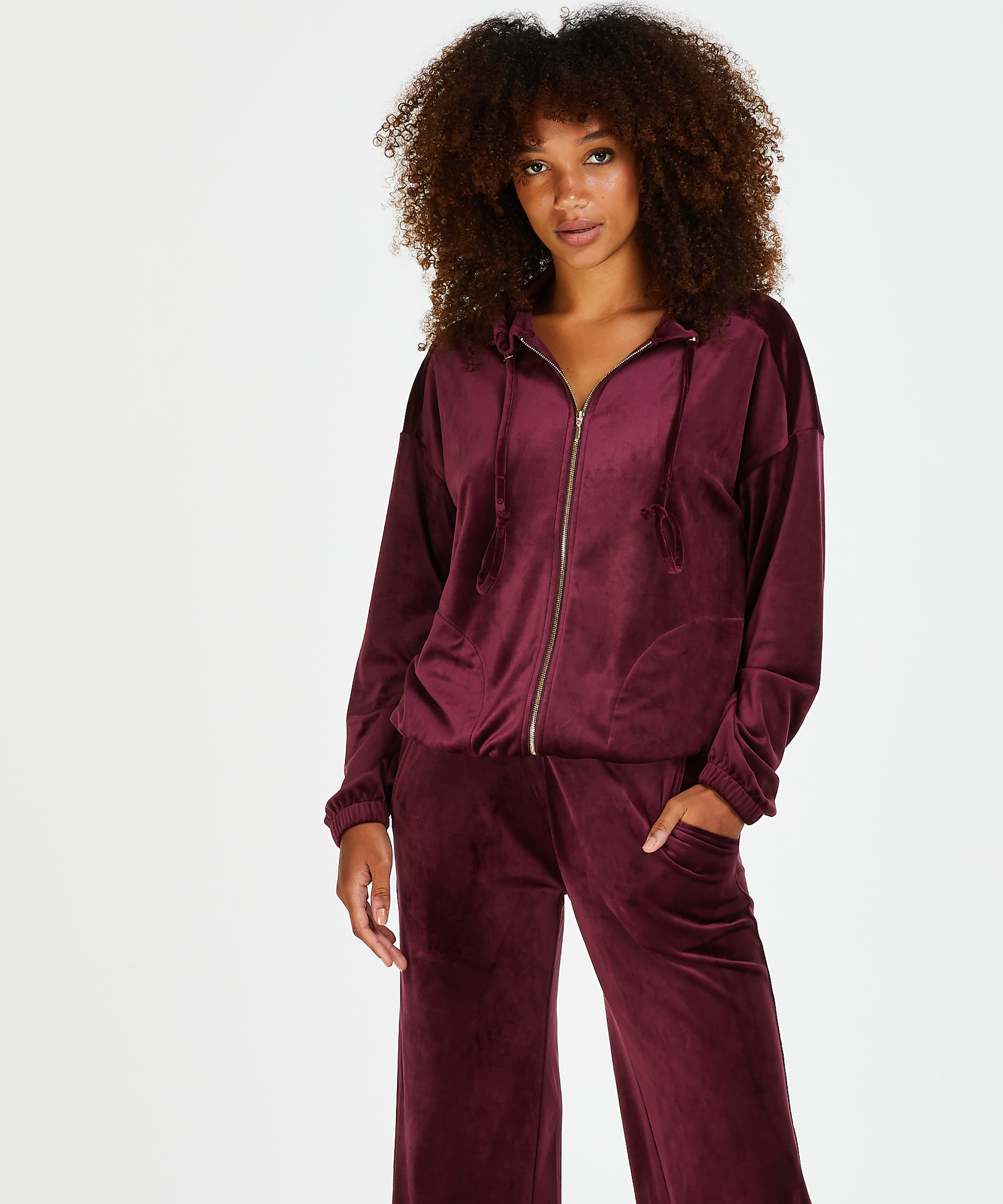 Sudadera con capucha de terciopelo, Rojo, main