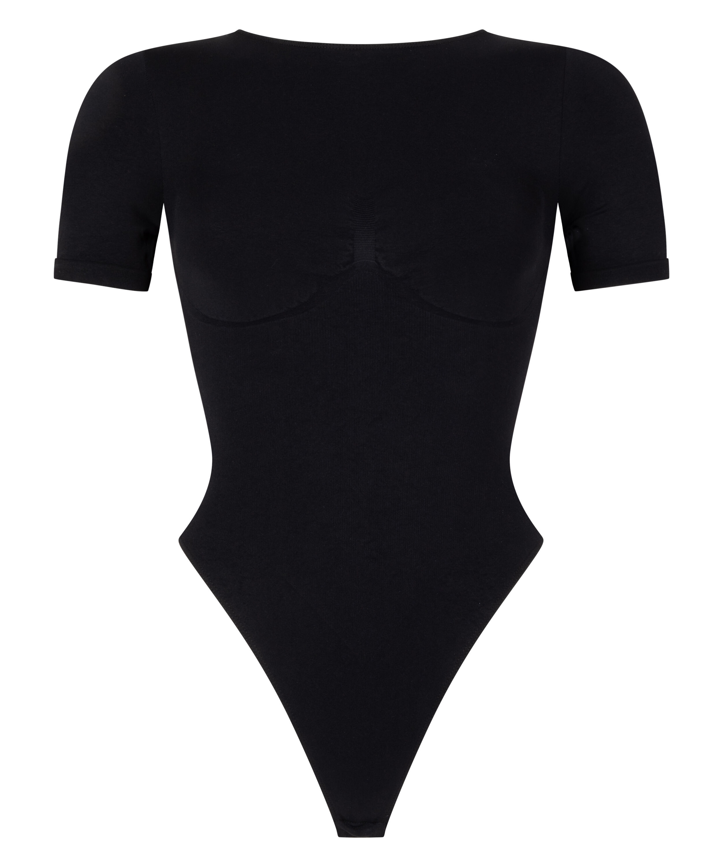 Bodi de manga corta sin costuras, Negro