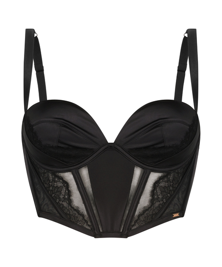Sujetador preformado longline con aros Nicole, Negro