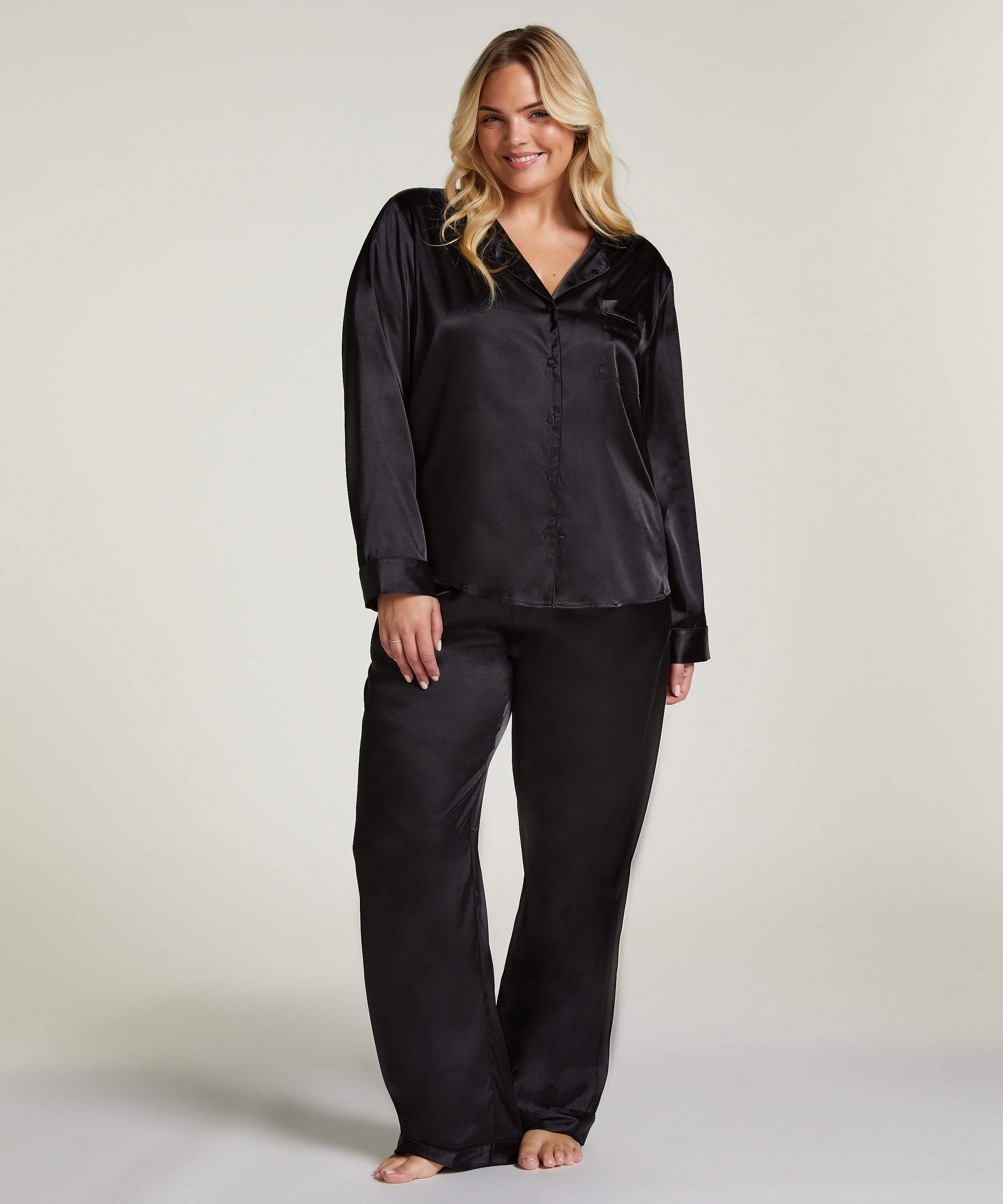 Pantalón de satén, Negro, main