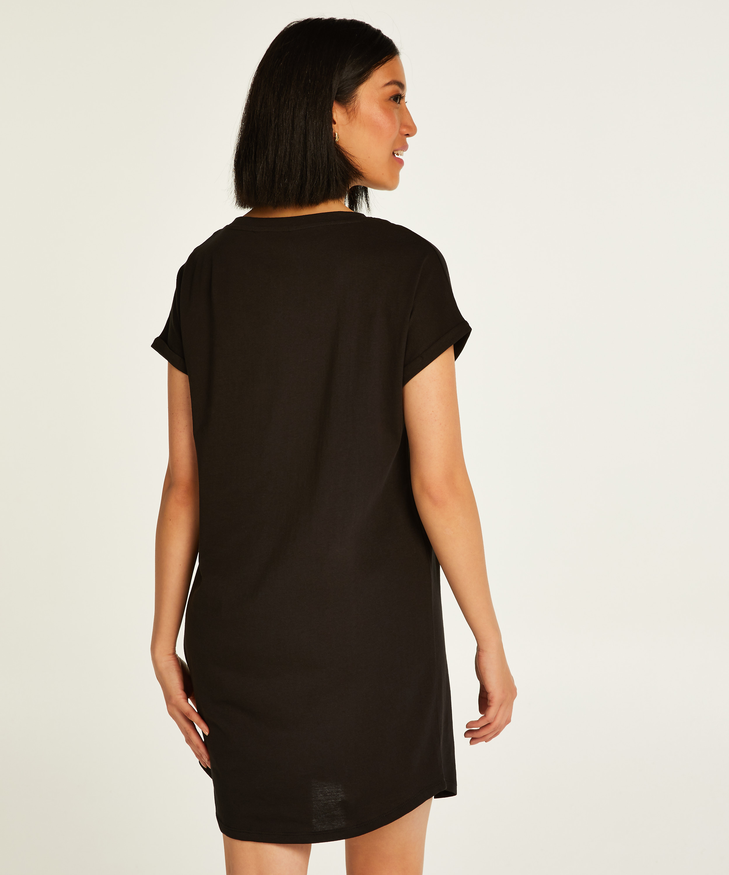 Camis&oacute;n de escote redondo, Negro, main