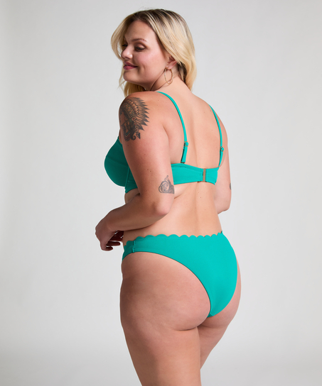 Braguita de Bikini de Corte Alto Scallop, Verde