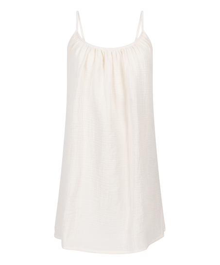 Vestido camisero de muselina, Blanco