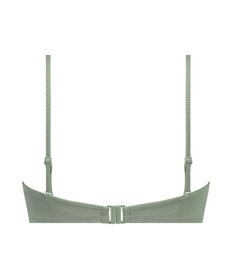 Top de bikini con aros, sin tiras y acolchado Scallop Copa E +, Verde