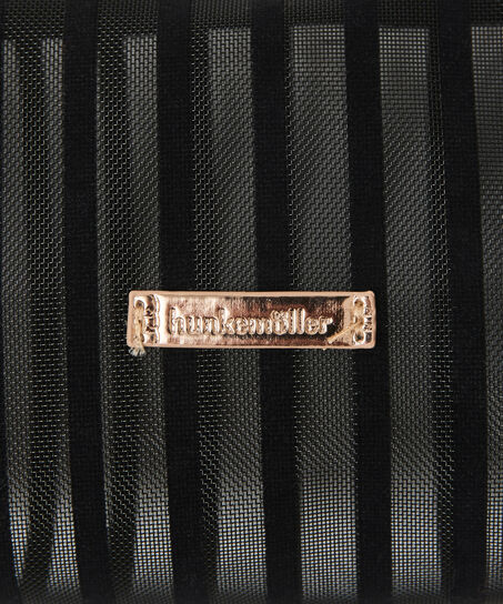 Neceser de maquillaje Stripe Mesh, Negro
