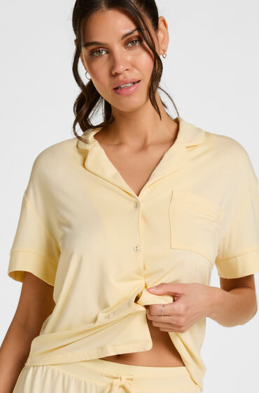 hunkemoller chaqueta de manga corta de jersey essential amarillo