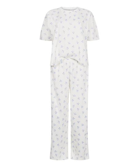 Pyjama Set Cotton Jersey Long, Blanco