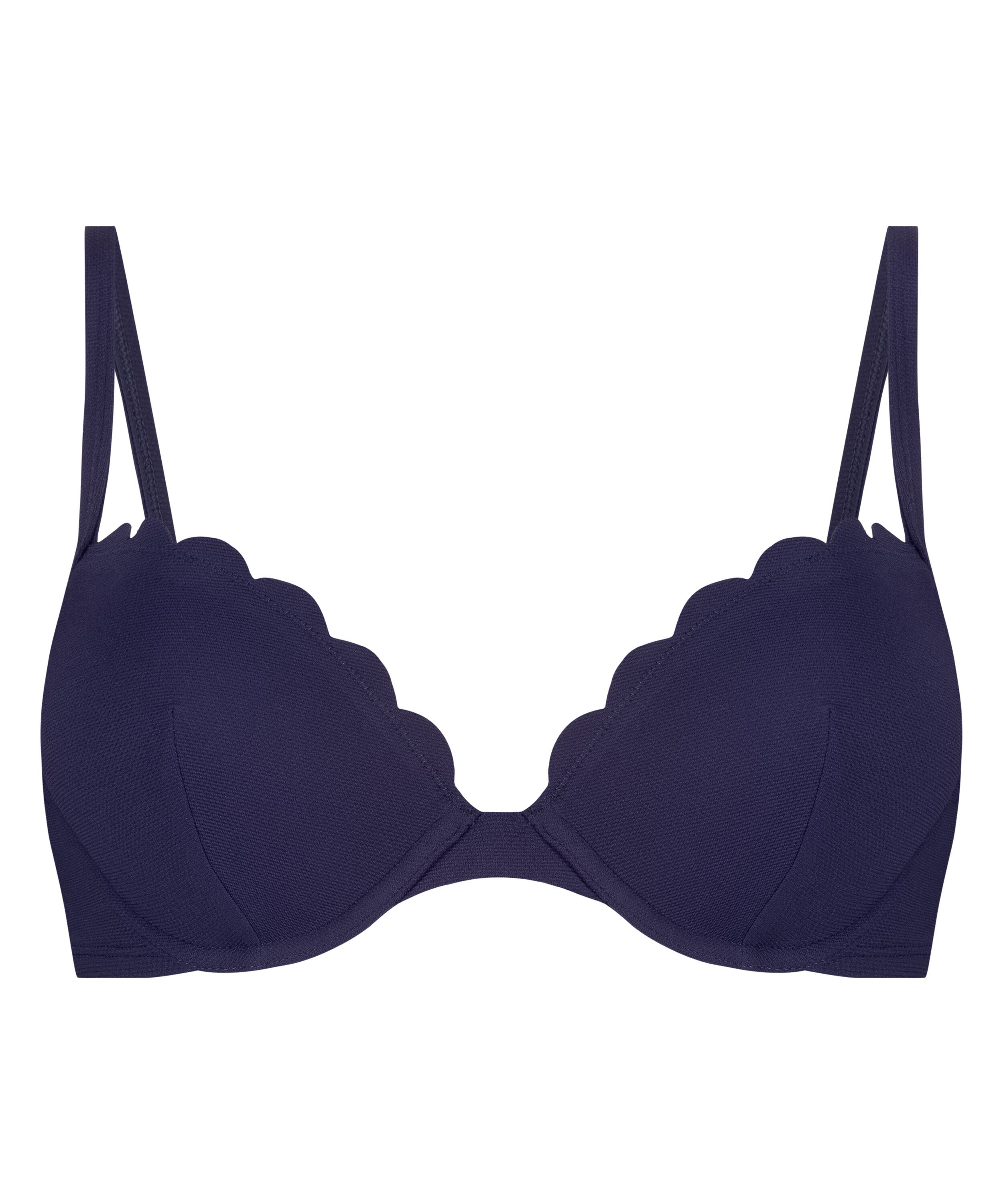 Top de bikini con aros preformado Scallop, Azul