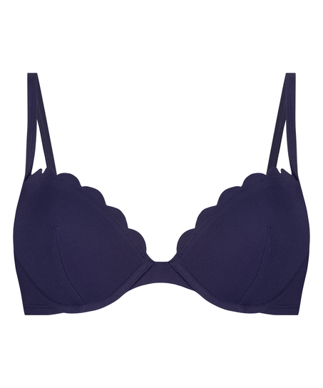 Top de bikini con aros preformado Scallop, Azul