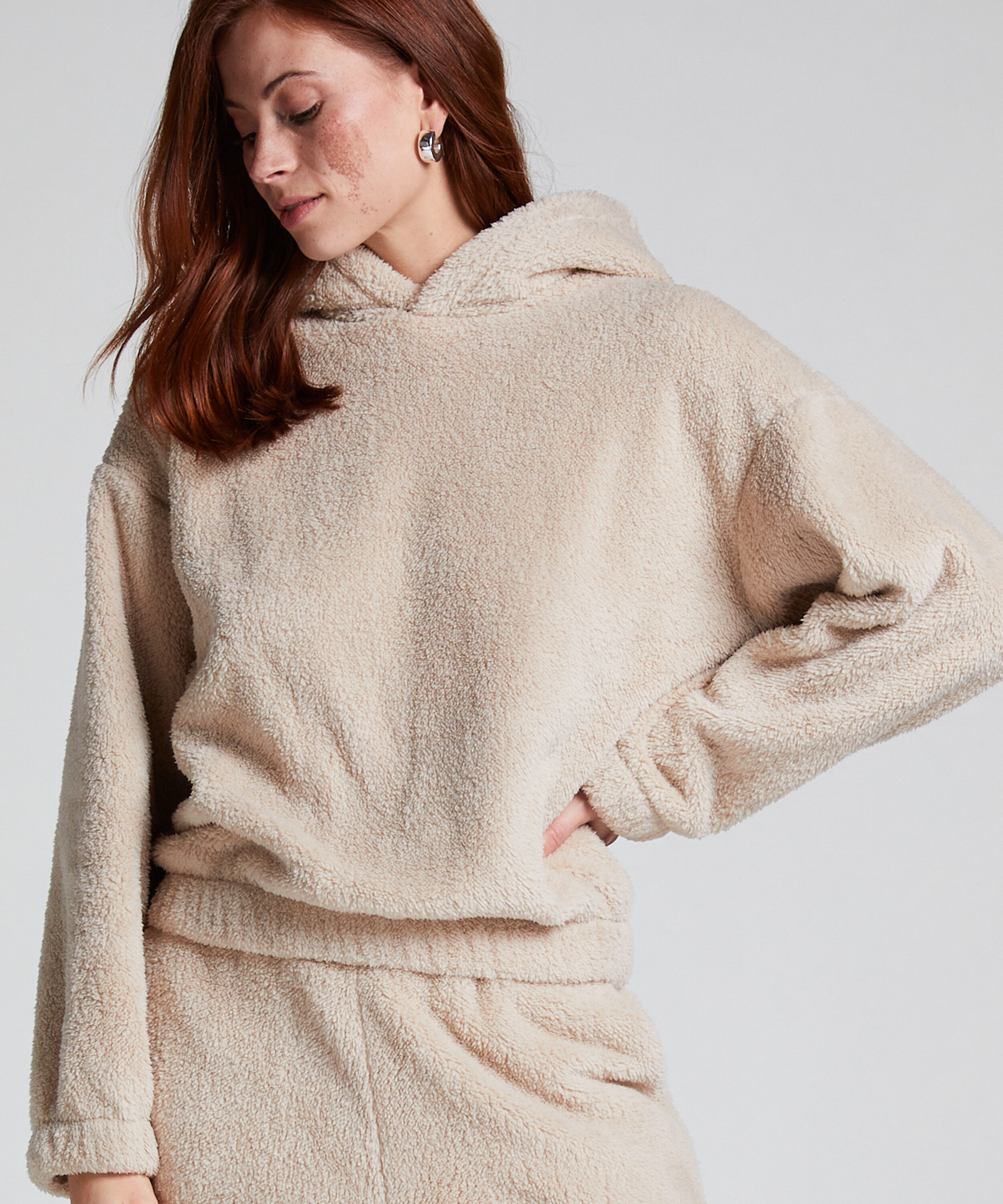 Sudadera con capucha Fleece Snuggle, Beige