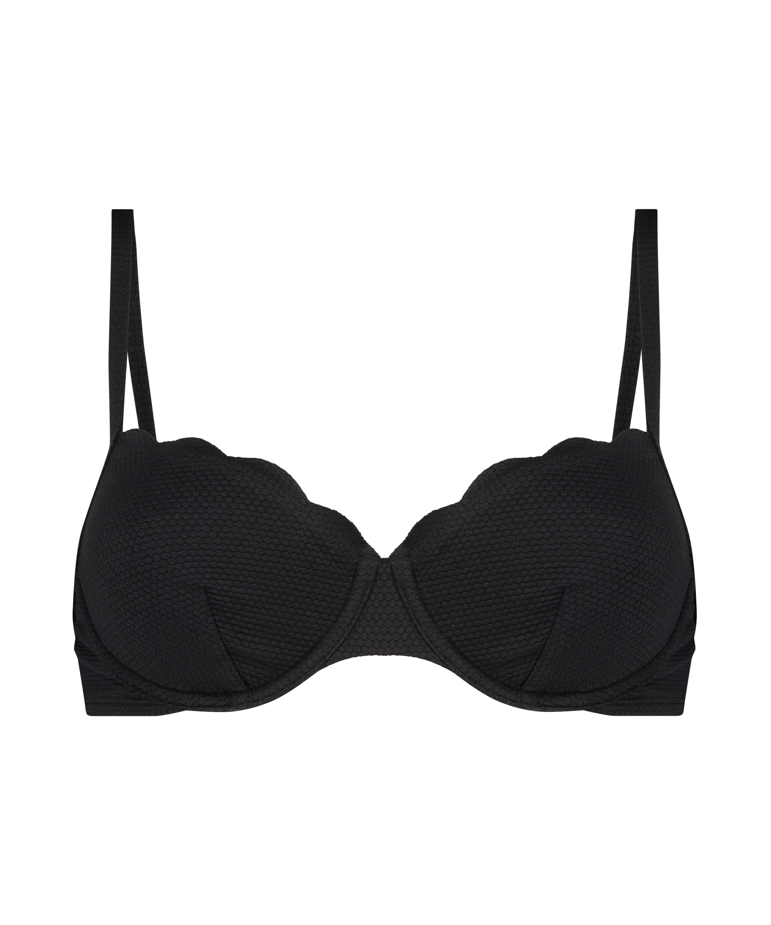 Top de bikini de aros no preformado Scallop Glam, Negro, main