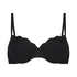 Top de bikini de aros no preformado Scallop Glam, Negro