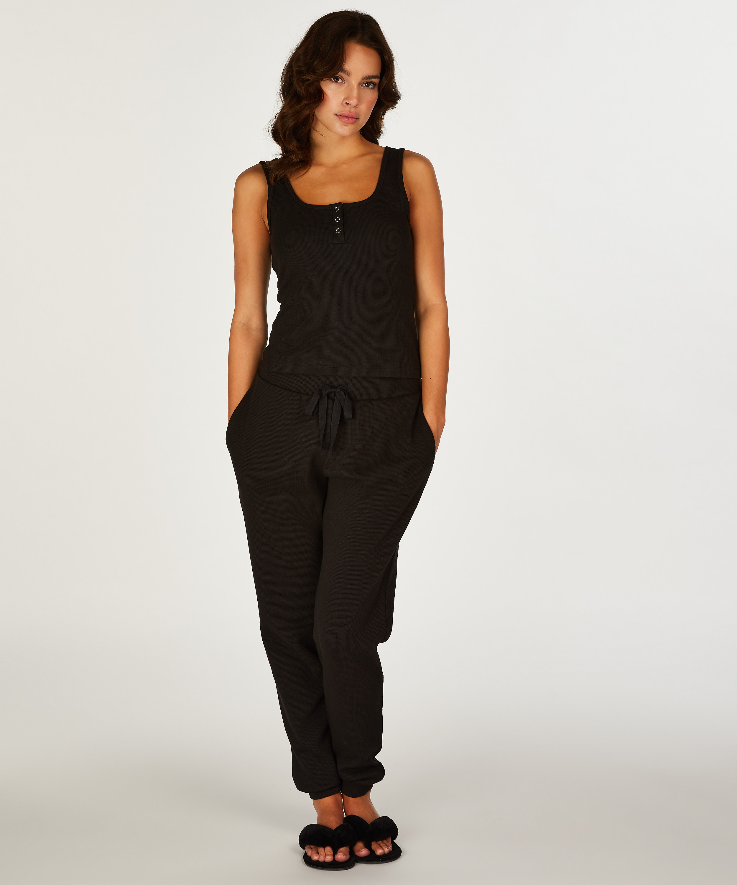 Top de manga larga Waffle, Negro, main