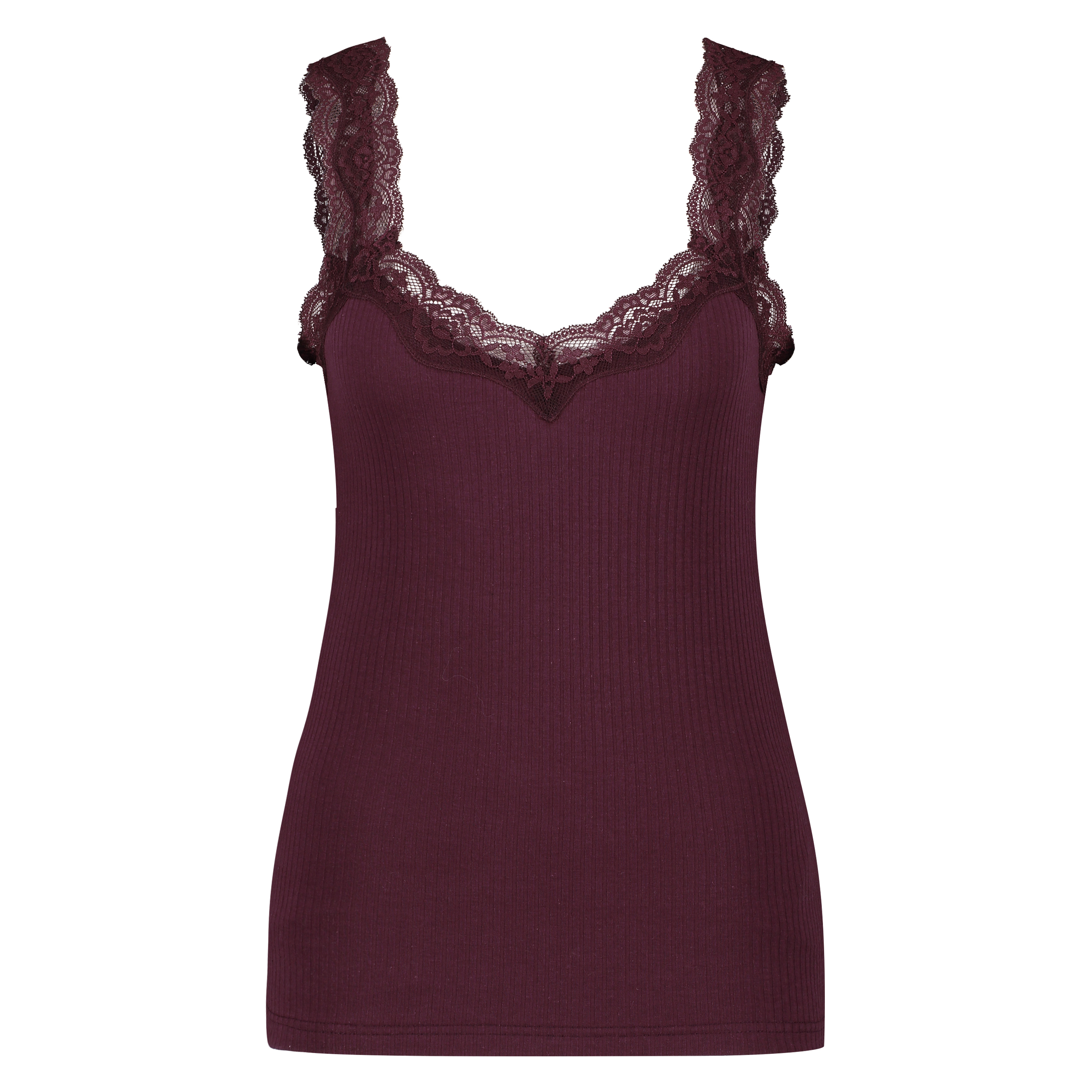Cami Top Rib Lace, Rojo, main