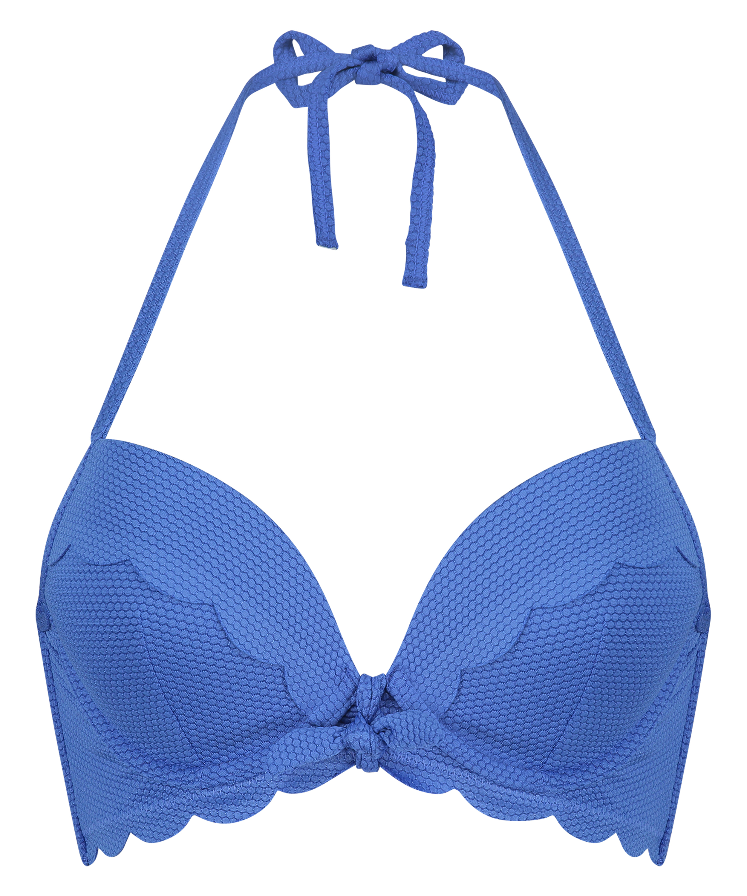 Top de bikini preformado con efecto realce Scallop Copa A - E, Azul, main