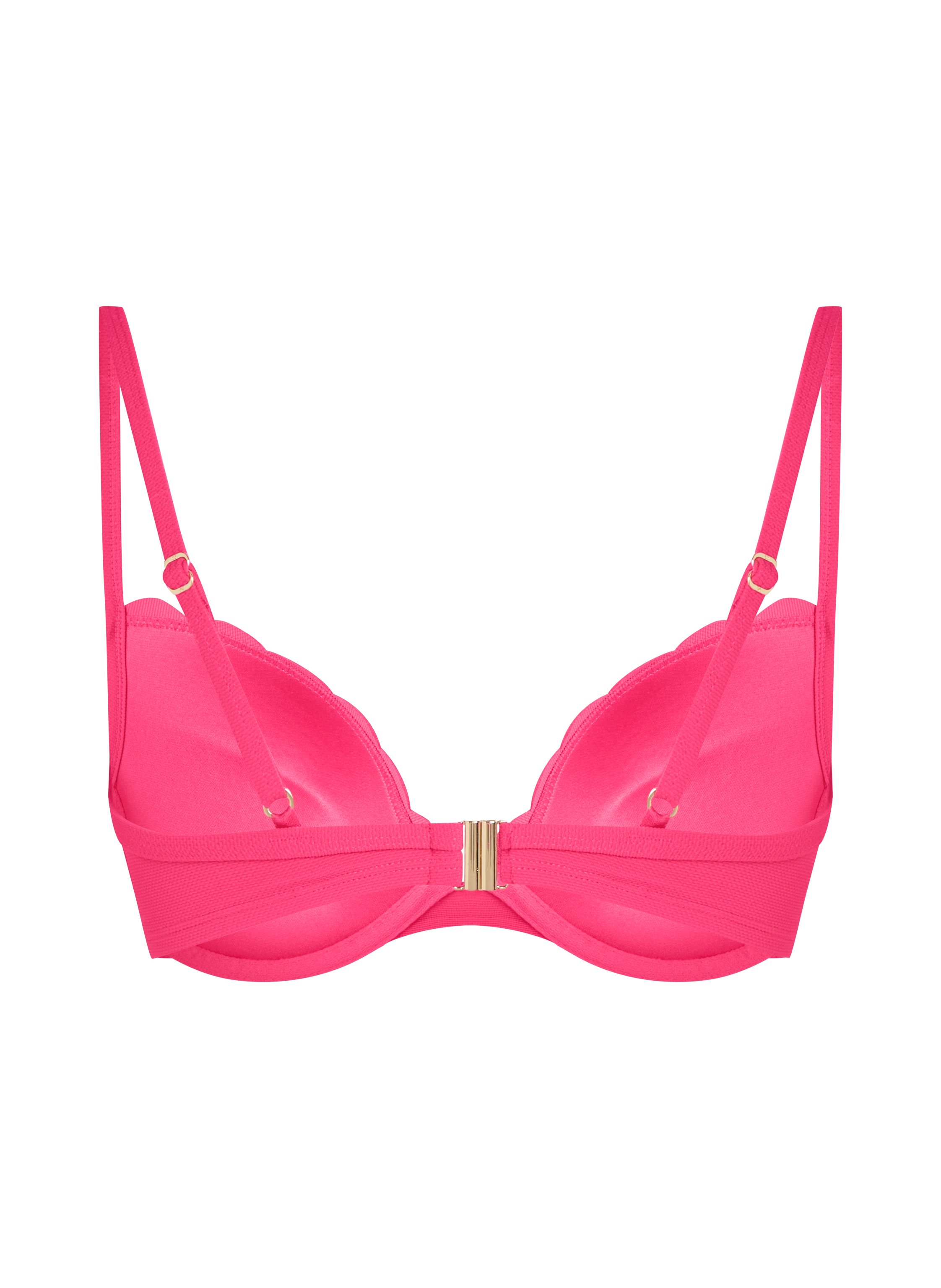 Top de bikini preformado con efecto realce Scallop Copa A - E, Rosa, main