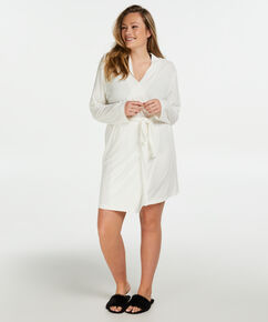 Bata de tejido de punto acanalado, Blanco