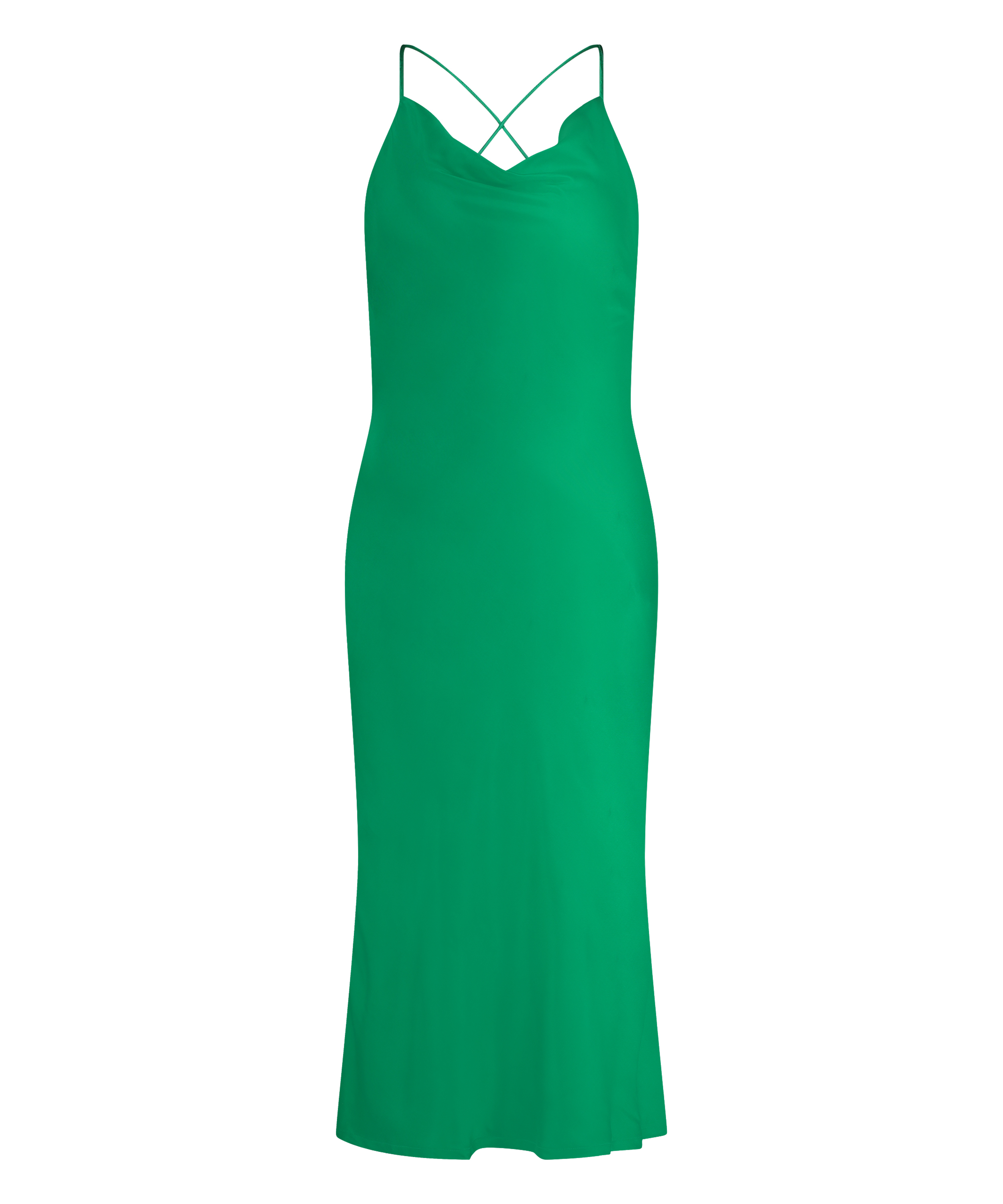 Vestido midi Satén, Verde, main