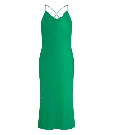 Vestido midi Satén, Verde