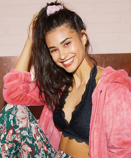 Sujetador bralette Halter Lace, Negro