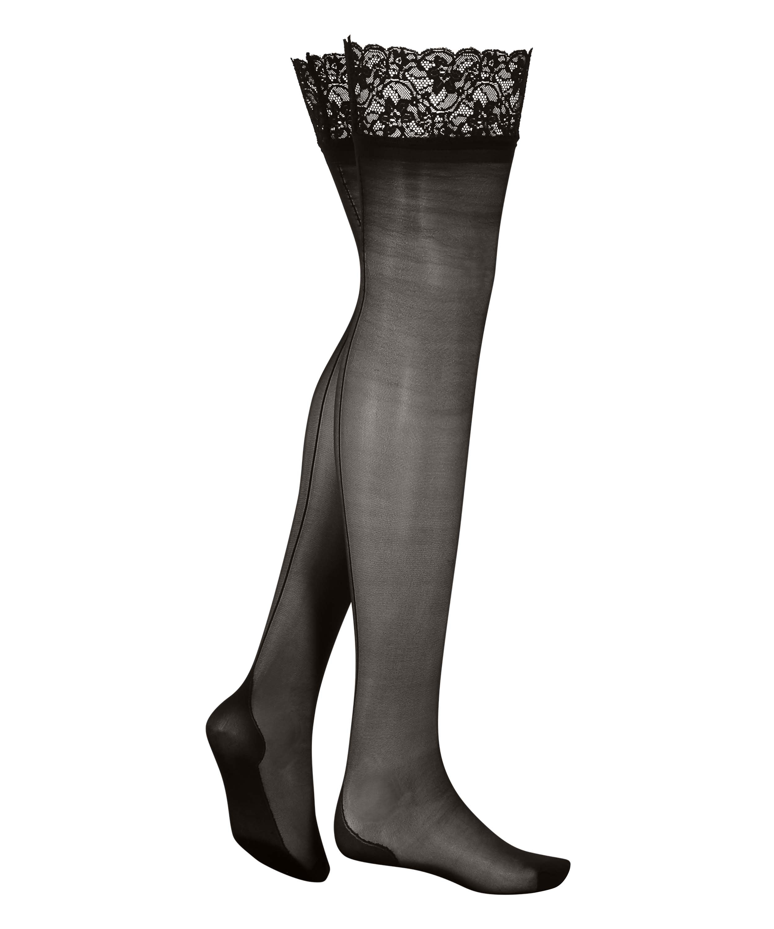 Medias 15 denier Lace Backseam, Negro, main