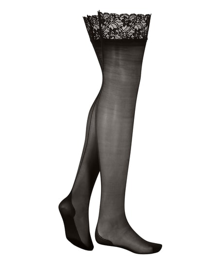 Medias 15 denier Lace Backseam, Negro