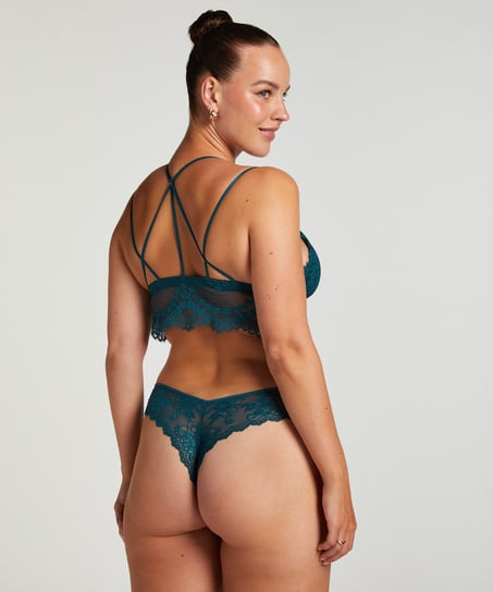 Invisible Tanga Lace Back, Azul
