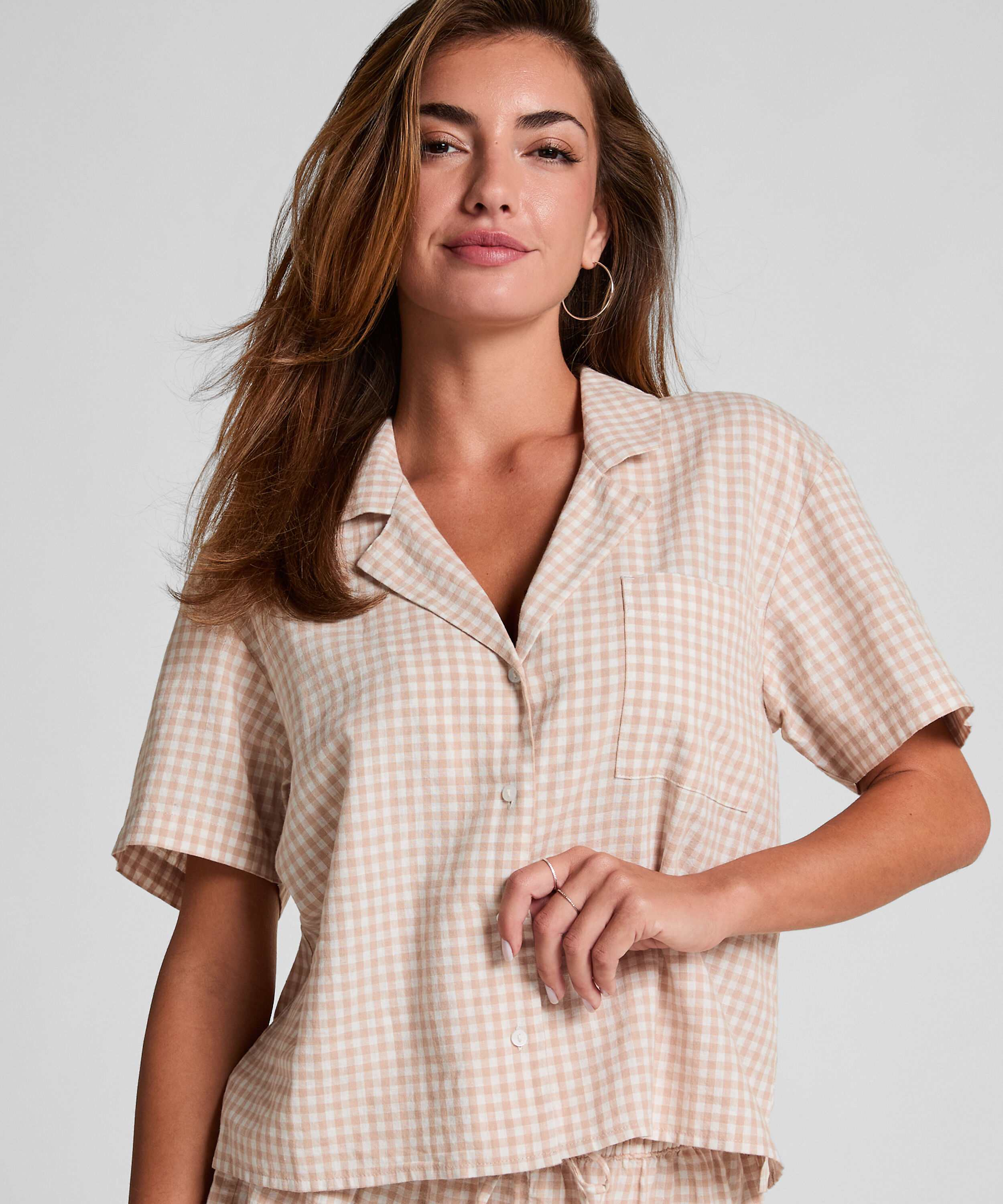 Chaqueta de lino a cuadros, Blanco