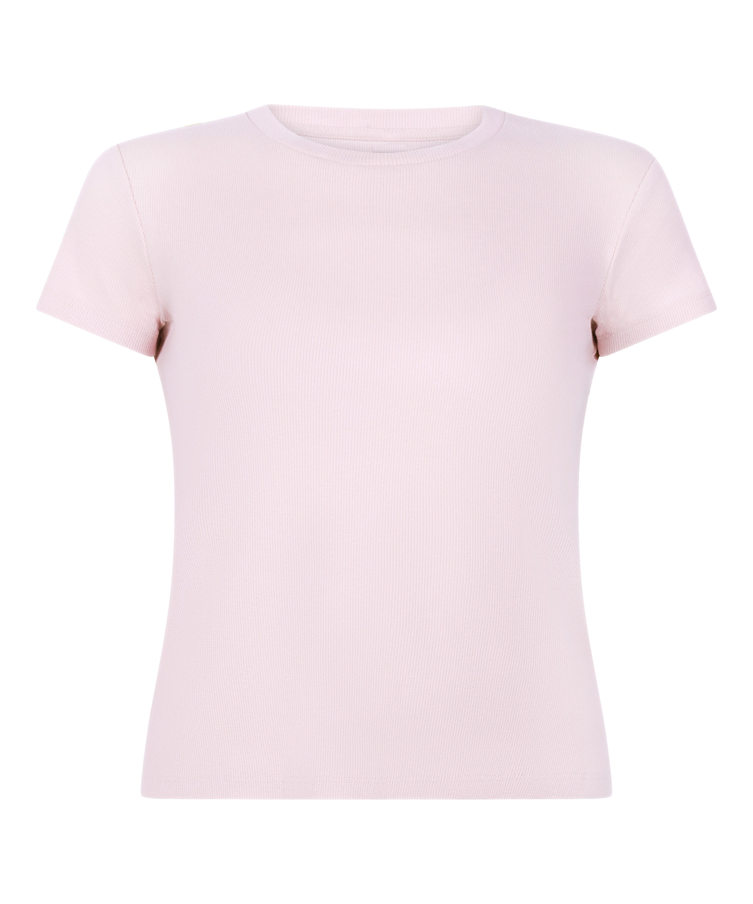 Top de pijama de manga corta rib crew neck, Rosa
