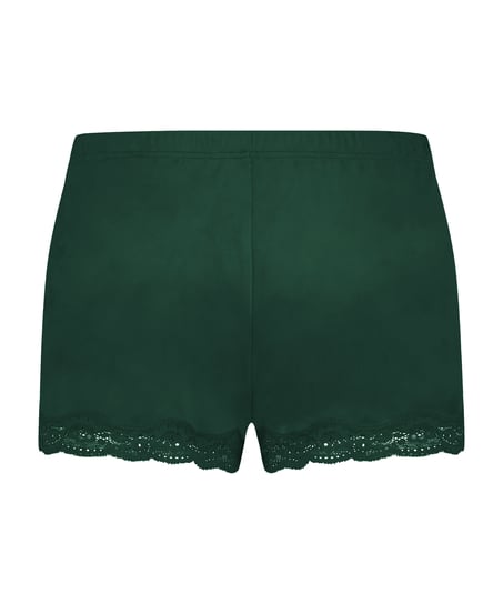 Pantal&oacute;n corto de terciopelo y encaje, Verde