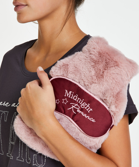 Set de bolsa de agua caliente y antifaz, Rosa