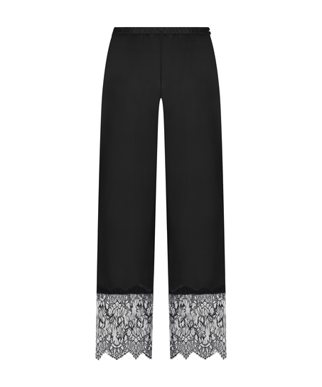 Pantalones anchos de encaje Sophia, Negro