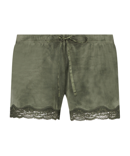 Pantalón corto de terciopelo y encaje, Verde