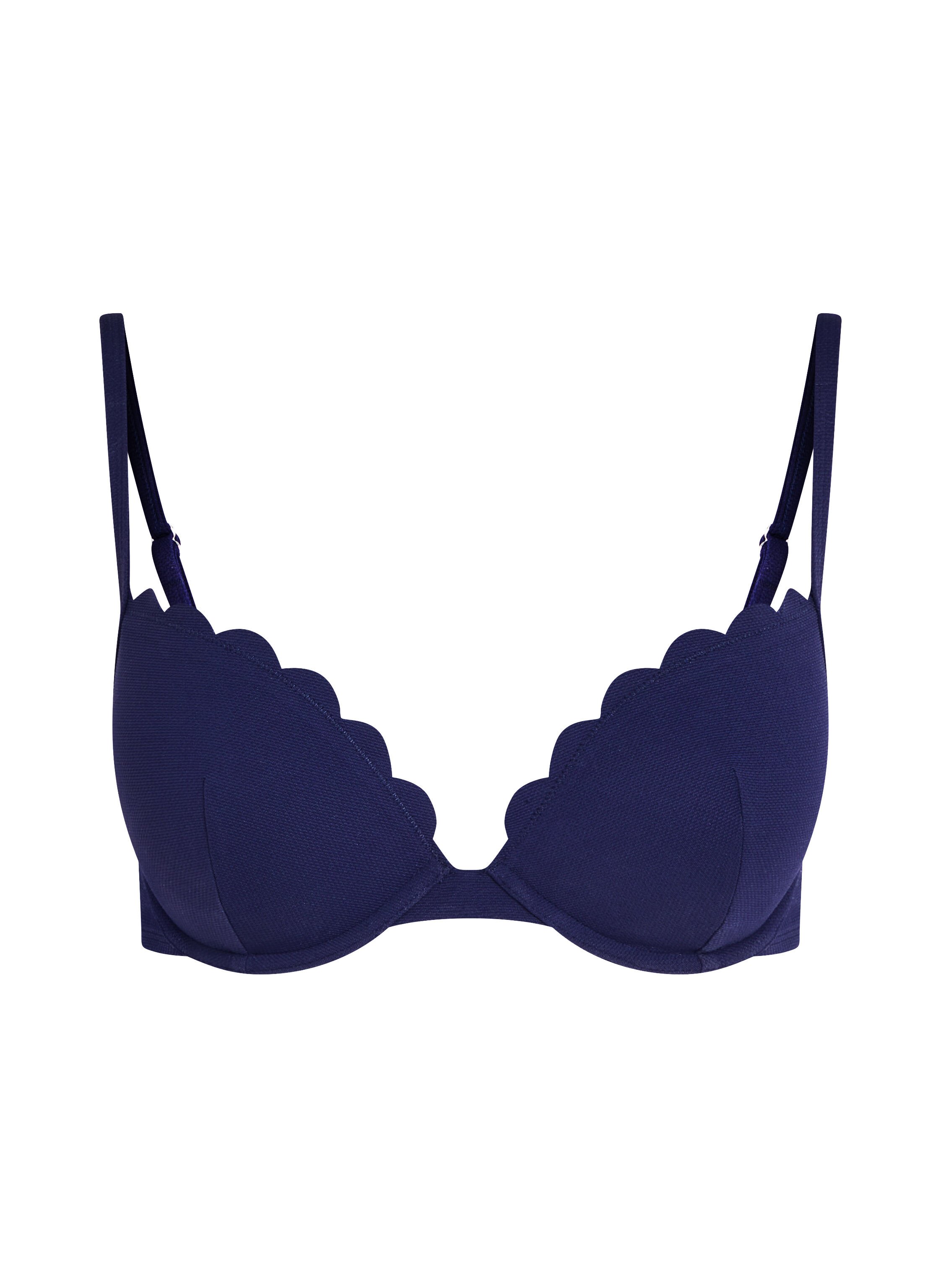 Top de bikini preformado con efecto realce Scallop Copa A - E, Azul