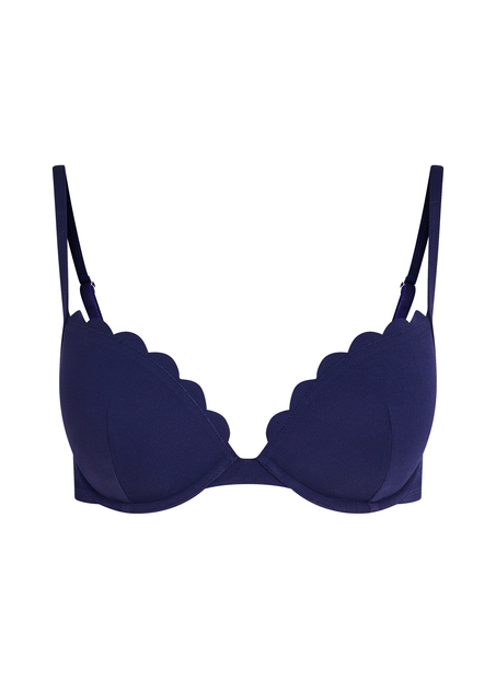 Top de bikini preformado con efecto realce Scallop Copa A - E, Azul