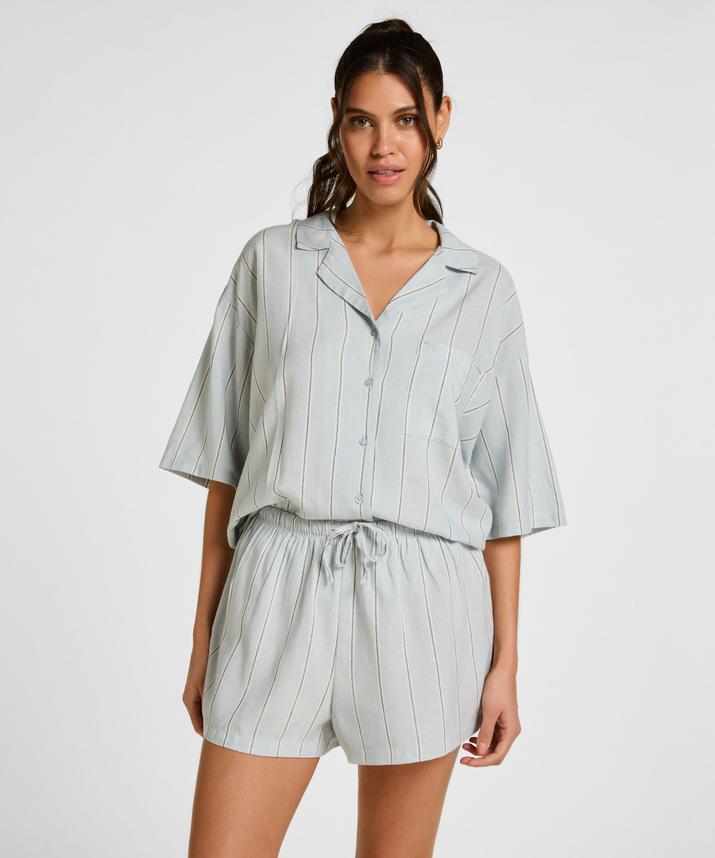 Short de Lino, Azul